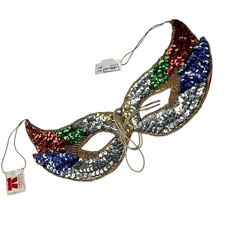 Vintage Sequin Mardi Gras Mask – Handmade USA – Costume Corner - Halloween